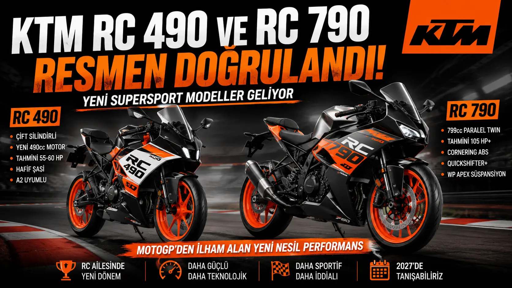 KTMがRC 490とRC 790を正式確認、中間スーパースポーツ拡充へ