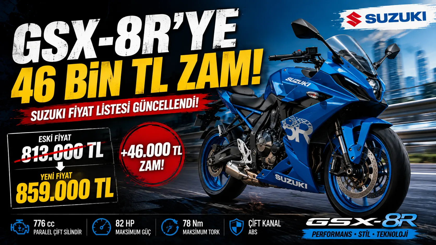 スズキ、トルコでGSX-8R/8SとVストローム800DEを値上げ